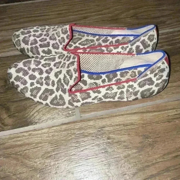Rothy's Loafer Retired Mocha Spot Animal Leopard Print Round Toe Flat Loafers - Picture 3 of 4